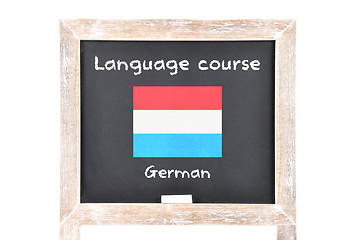 Image showing Language course with flag on board