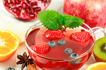 Image showing Fruit tea with fresh fruits