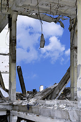 Image showing Pieces of Metal and Stone are Crumbling from Demolished Building Floors