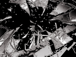 Image showing Shattered and damaged pieces of glass isolated