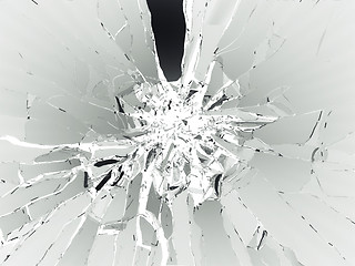 Image showing Pieces of Broken Shattered white glass