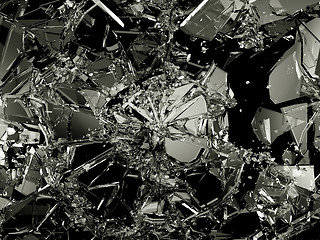 Image showing Shattered and damaged pieces of glass isolated