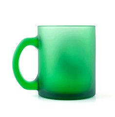 Image showing Green mat glass cup isolated on white