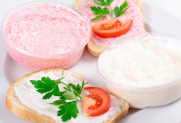 Image showing two toasts on plate close up