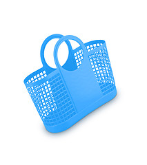 Image showing Blue plastic basket on white background