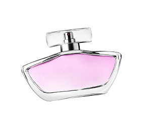 Image showing close-up bottle of perfume isolated on white