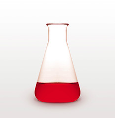 Image showing Triangle retort with red liquid on white background