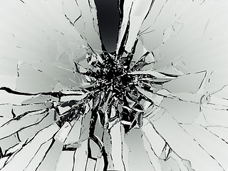 Image showing Many pieces of shattered glass on black background