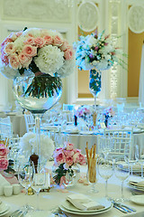 Image showing Table set for wedding or another catered event dinner