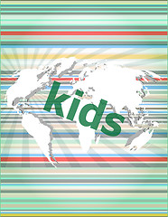 Image showing kid word on a virtual digital background, vector quotation marks with thin line speech bubble. concept of citation, info, testimonials, notice, textbox