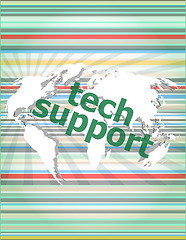 Image showing tech support text on digital touch screen - business concept vector quotation marks with thin line speech bubble. concept of citation, info, testimonials, notice, textbox.