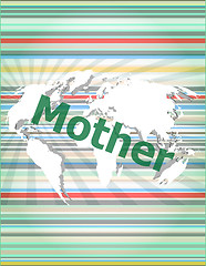 Image showing mother text on digital touch screen - social concept vector quotation marks with thin line speech bubble. concept of citation, info, testimonials, notice, textbox. flat style trend design