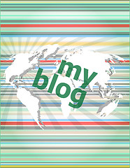 Image showing my blog - green digital background - Global internet concept vector quotation marks with thin line speech bubble. concept of citation, info, testimonials, notice, textbox