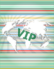 Image showing words vip on digital screen, business concept vector quotation marks with thin line speech bubble. concept of citation, info, testimonials, notice, textbox