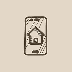 Image showing Property search on mobile device sketch icon.