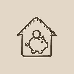 Image showing House savings sketch icon.