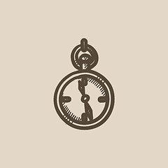 Image showing Pocket watch sketch icon.