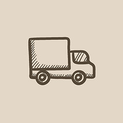 Image showing Delivery van sketch icon.