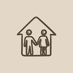 Image showing Family house sketch icon.