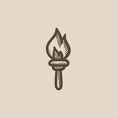 Image showing Burning olympic torch sketch icon.