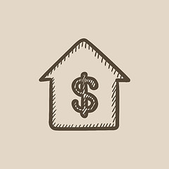 Image showing House with dollar symbol sketch icon.