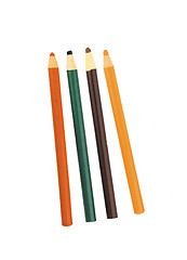 Image showing four colored pencils across white