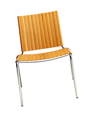 Image showing Isolated chair made from white metal pipe and blue fabric