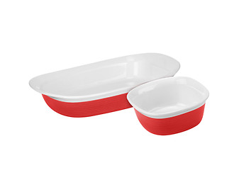 Image showing Red dishes isolated on white