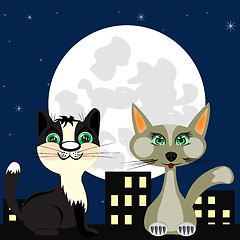 Image showing Two cats on roof