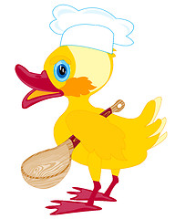 Image showing Cartoon duckling with spoon