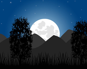 Image showing Rise of the moon on mountain
