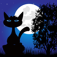 Image showing Wild panther on nature in the night