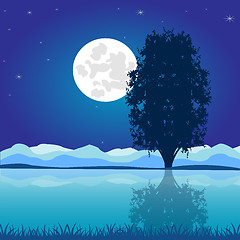 Image showing Moon riverside night