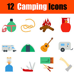 Image showing Flat design camping icon set