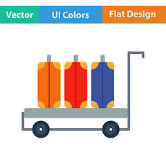 Image showing Flat design icon of luggage cart