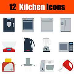 Image showing Flat design kitchen icon set