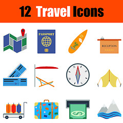 Image showing Flat design travel icon set