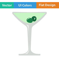 Image showing Icon of cocktail glass with olives