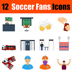 Image showing Flat design football fans icon set