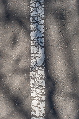 Image showing Asphalt highway texture with cracked stripe