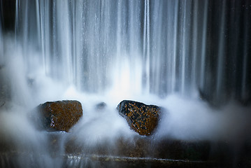 Image showing waterfall in the forest. Night fresh scene