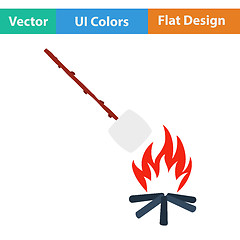 Image showing Iicon of camping fire with marshmallow