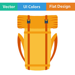 Image showing Flat design icon of camping backpack