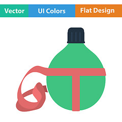 Image showing Flat design icon of touristic flask 