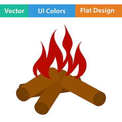 Image showing Flat design icon of camping fire 