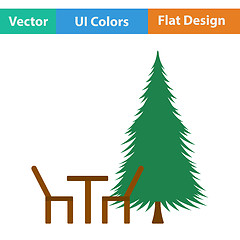 Image showing Icon of park seat and pine tre