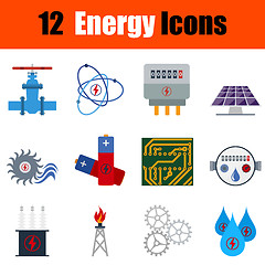 Image showing Flat design energy icon set