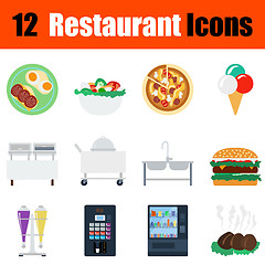 Image showing Flat design restaurant icon set