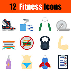 Image showing Flat design fitness icon set 