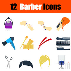 Image showing Flat design barber icon set